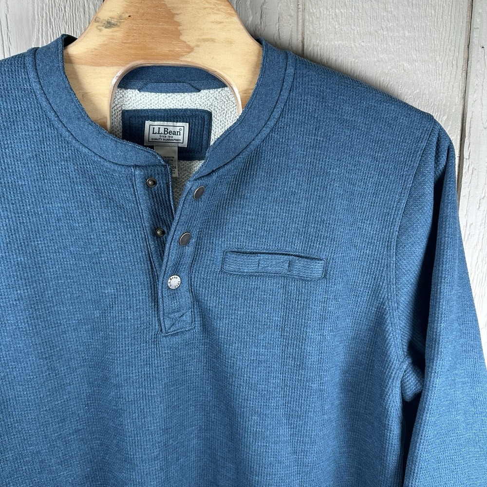 L.L. Bean Katahdin Iron Works Bonded Waffle Fleece Henley Mens XXLTall 2XLT Blue